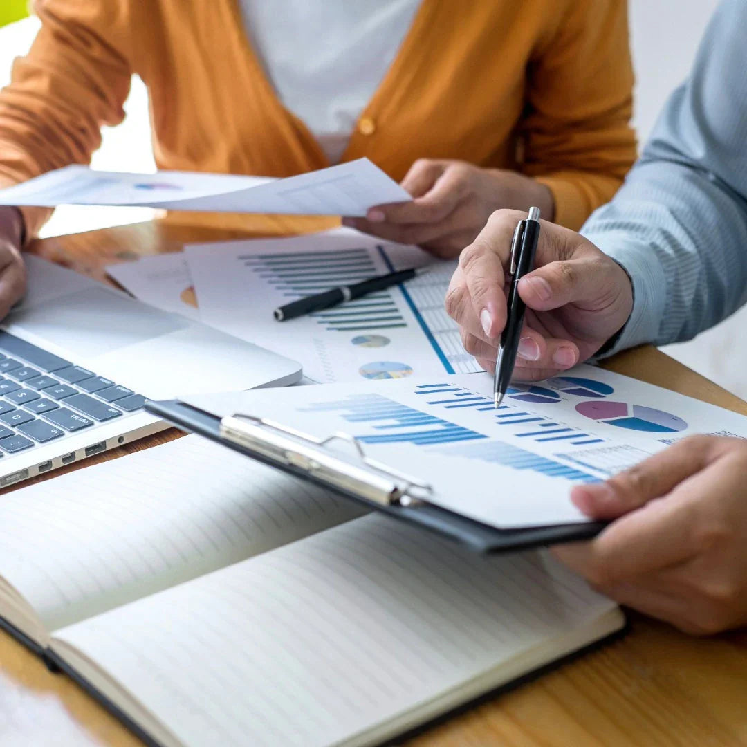 marketing services in business. two executives discussing a marketing plan